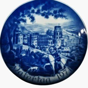 Bareuther Vatertag Plate 1971 Fathers Day Blue White German Castle Heidelberg